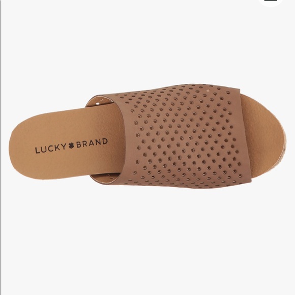 Lucky Brand Women's Jemya Leather Wedge Sandals - Picture 2 of 9
